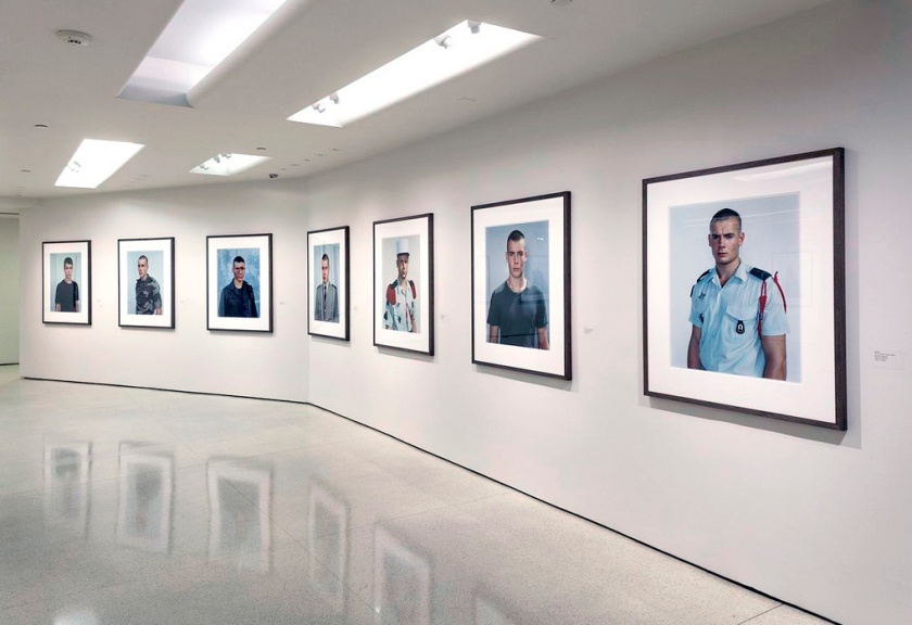 Installation view of the Olivier (2000-03) series from the exhibition 'Rineke Dijkstra: A Retrospective' at the Solomon R. Guggenheim Museum, New York