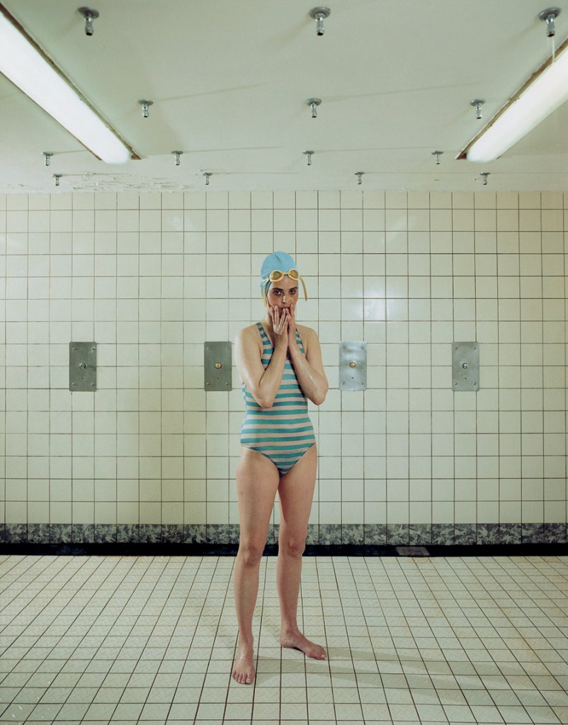 Rineke Dijkstra (Dutch, b. 1959) 'Self Portrait, Marnixbad, Amsterdam, Netherlands, June 19, 1991' 1991 from the exhibition 'Rineke Dijkstra: A Retrospective' at the Solomon R. Guggenheim Museum, New York, June - October, 2012