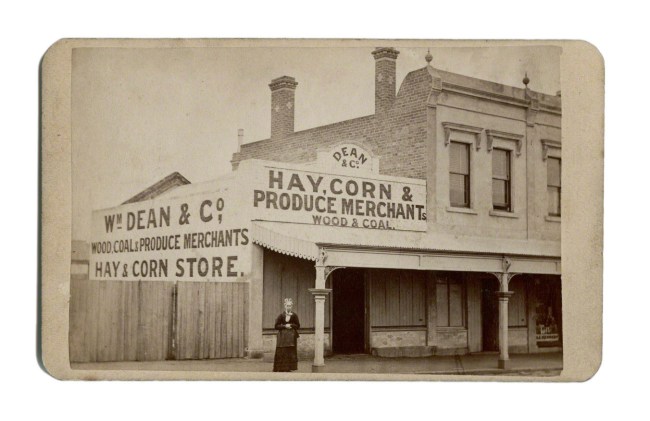 Anonymous photographer. 'Mrs Dean, Dean & Co, Hay, Corn & Produce Merchants, Rea St, North Fitzroy' Nd