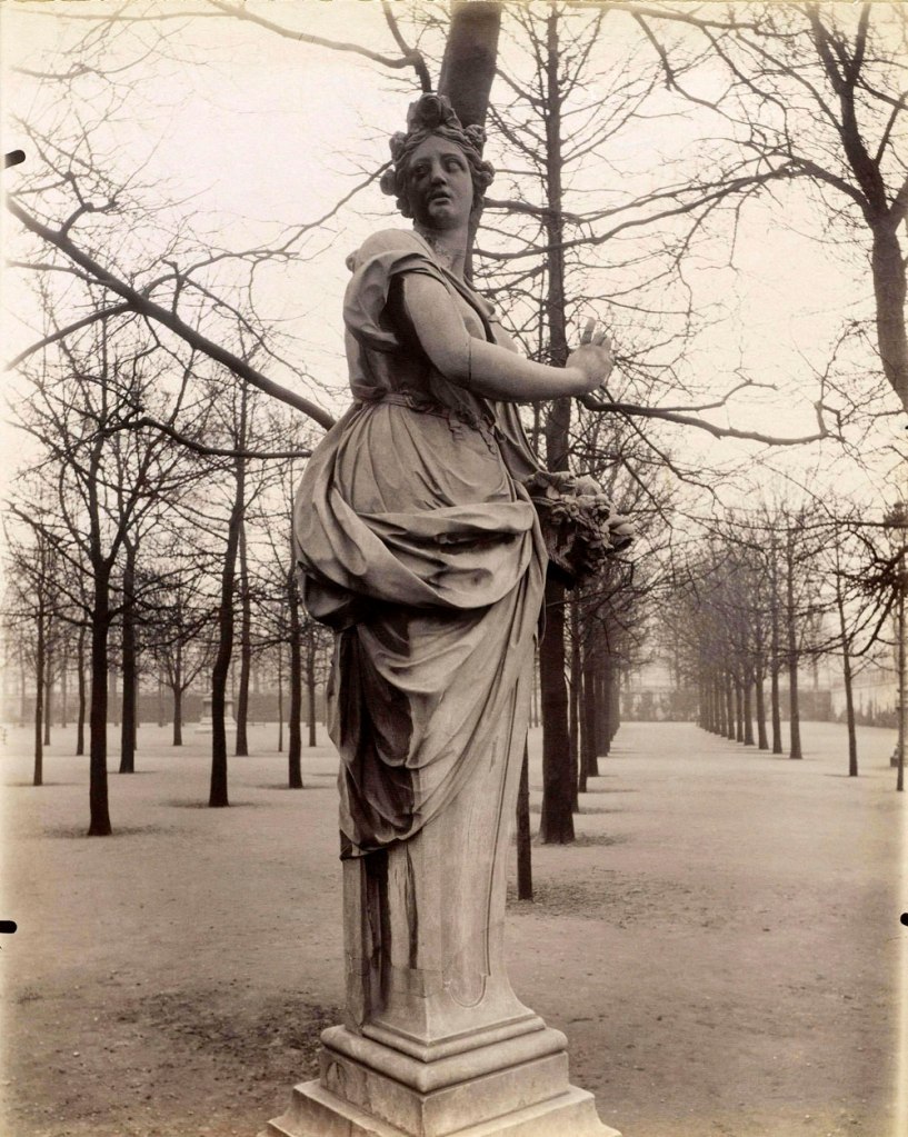 Eugène Atget (French, 1857-1927) "'Spring', by the sculptor François Barois, jardin des Tuileries, 1st arrondissement" 1907 from the exhibition Exhibition: 'Eugène Atget: Old Paris' at the Art Gallery of New South Wales, Sydney, August - November, 2012