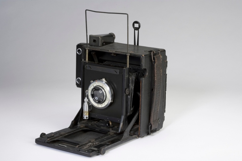 Manufactured by Graflex, active 1912-1973. 'Anniversary Speed Graphic (4 x 5), "Scott S. Wigle camera" (First American-made D-Day picture)' c. 1940