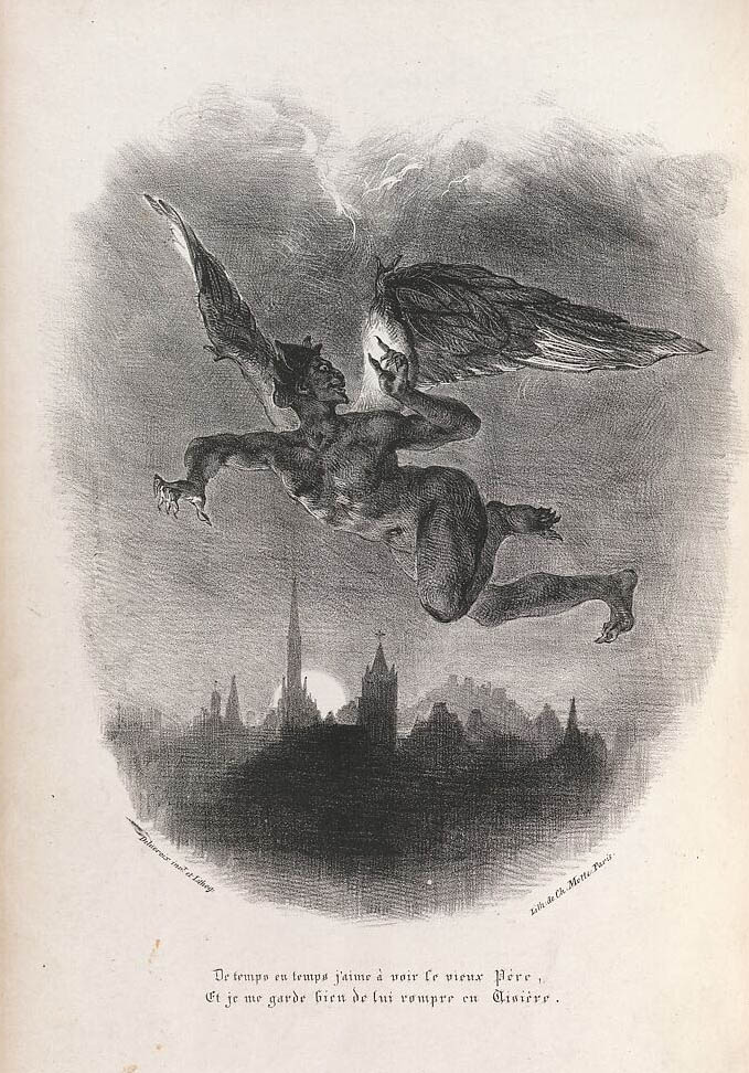Eugène Delacroix (French, 1798-1863) 'Mephistopheles in the air, illustration from Goethe's Faust' 1828
