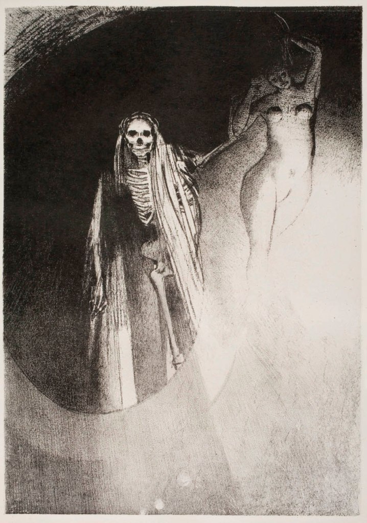 Odilon Redon (French, 1840-1916) 'La Mort: C'est moi qui te rends sérieuse: Enlaçons-nous' (Death: It is I who Makes You Serious; Let Us Embrace) 1896