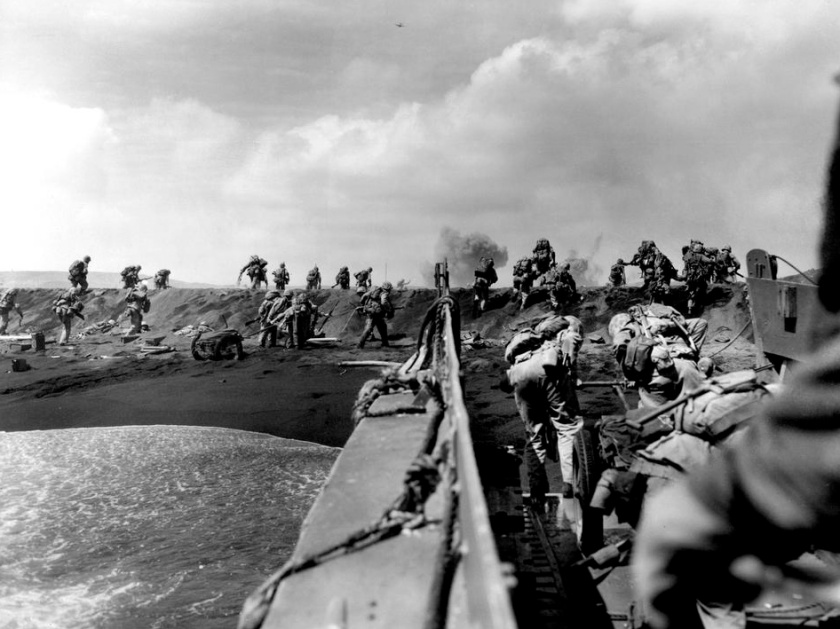 Joe Rosenthal, American (1911-2006) 'Over the Top - American Troops Move onto the Beach at Iwo Jima' February 19, 1945