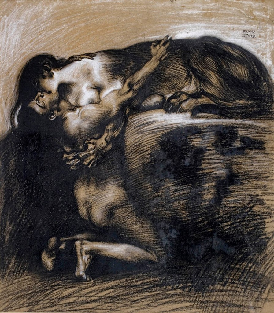 Franz Stuck (German, 1863-1928) 'The Kiss of the Sphinx' (Le Baiser du Sphinx) (Der Kuss der Sphinx) 1895