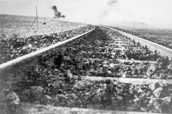 T.E. Lawrence. 'Untitled [A Tulip bomb explodes on the railway Hejaz Railway, near Deraa, Hejaz, Ottoman Empire]' 1918