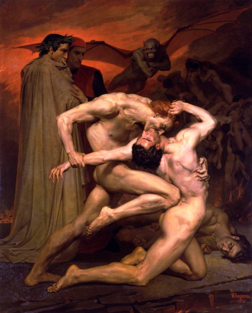 William-Adolphe Bouguereau (French, 1825-1905) 'Dante And Virgil In Hell' 1850