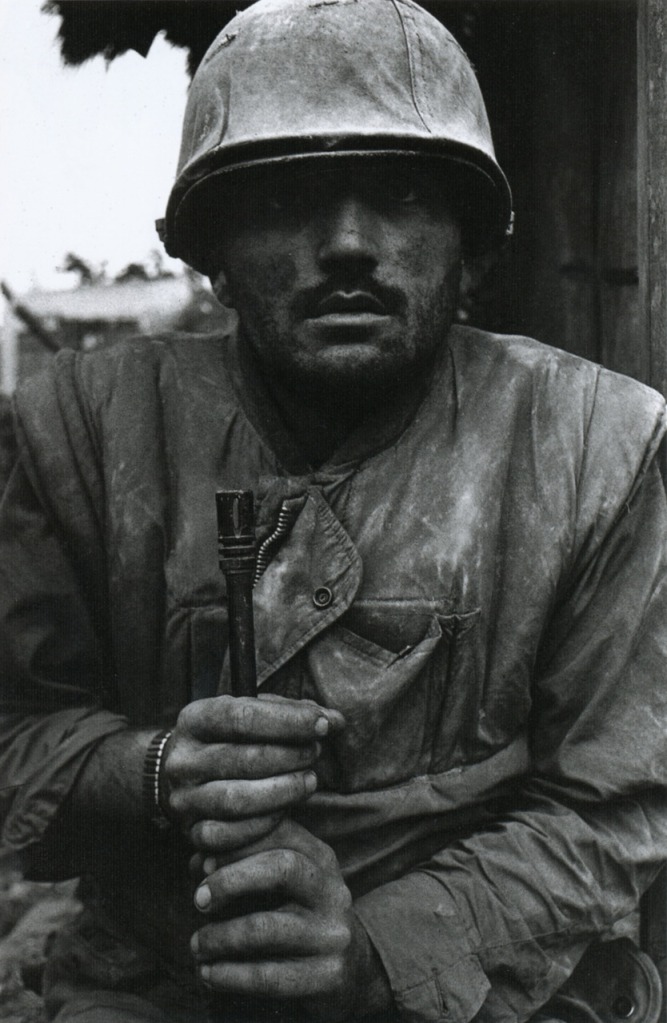 Don McCullin. 'Shell-shocked US soldier awaiting transportation away from the front line' Hue, Vietnam, 1968