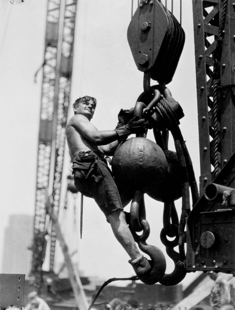 Lewis Hine  (American, 1874-1940) 'Man on hoisting ball, Empire State building' 1931