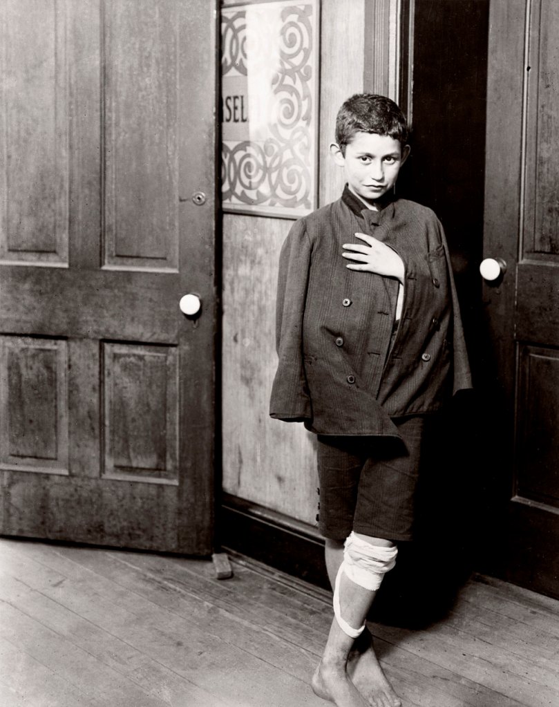 Lewis Hine  (American, 1874-1940) 'Waiting for the dispensary to open Hull House District, Chicago' 1910