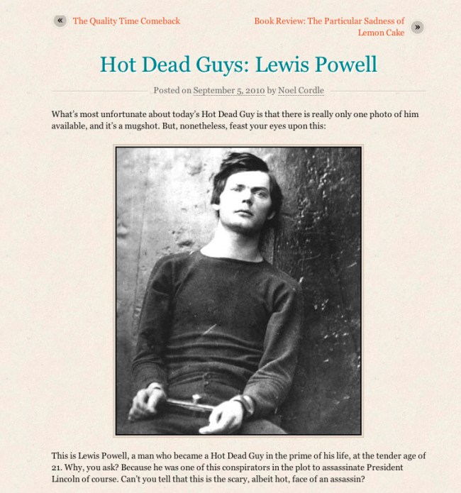 Noel Cordle. 'Hot Dead Guys: Lewis Powell' Posted on September 5th, 2010