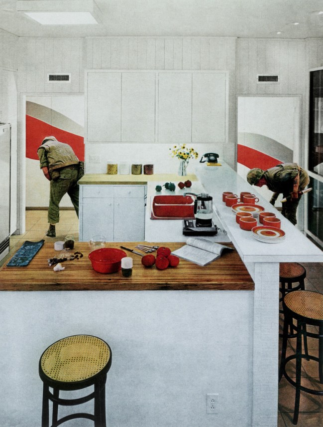 Martha Rosler (American, b. 1943) 'Red Stripe Kitchen', from the series "House Beautiful: Bringing the War Home" 1967-72