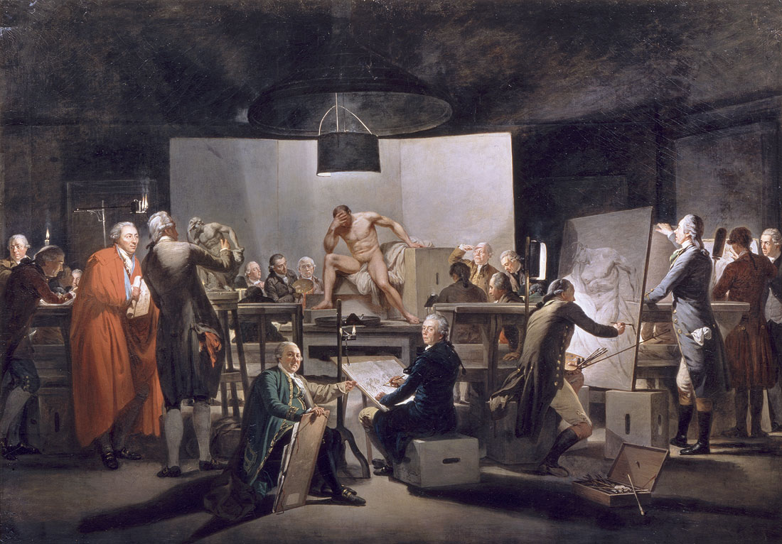 Martin Ferdinand Quadal (Moravian-Austrian, 1736-1811) 'Nude Life Class at the Vienna Art Academy in the St.-Anna-Gebäude' 1787 