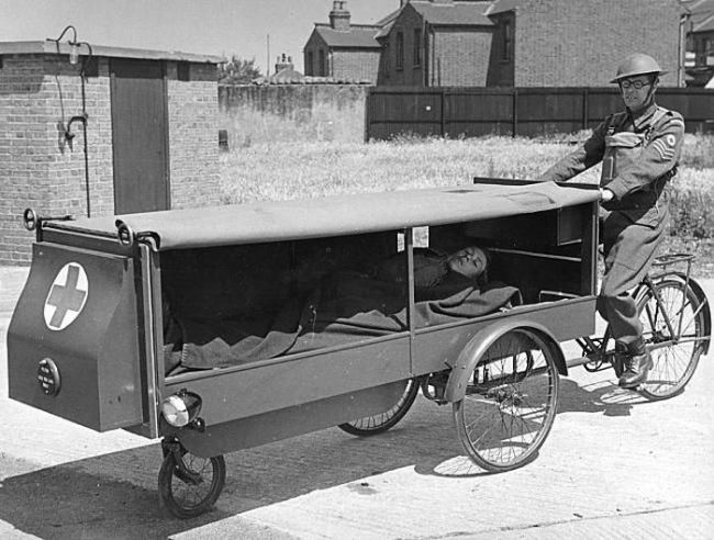 English tricycle ambulance, c. 1940