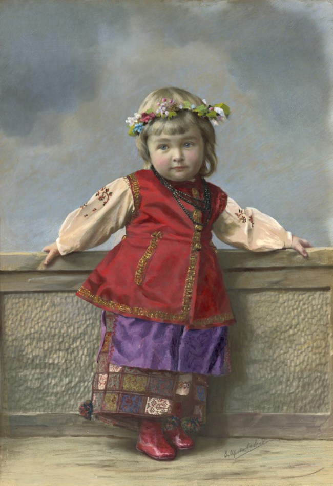 Elena Mrozovskaya (Russian, 1892 – c.  1941) 'Portrait of girl in Little Russia costume. Saint Petersburg' 1900s