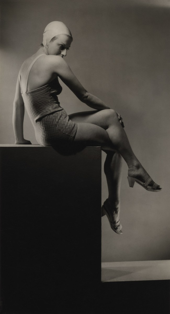 Laure Albin Guillot (French, 1879-1962) 'Sans titre [women with crossed legs on a plinth]' 1937