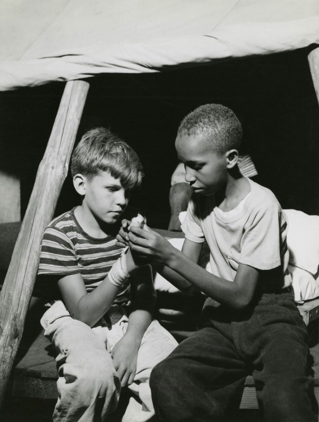 Gordon Parks (American, 1912-2006) 'First Aid: Interracial activities at Camp Nathan Hale, Southfields, NY, 1943' 1943
