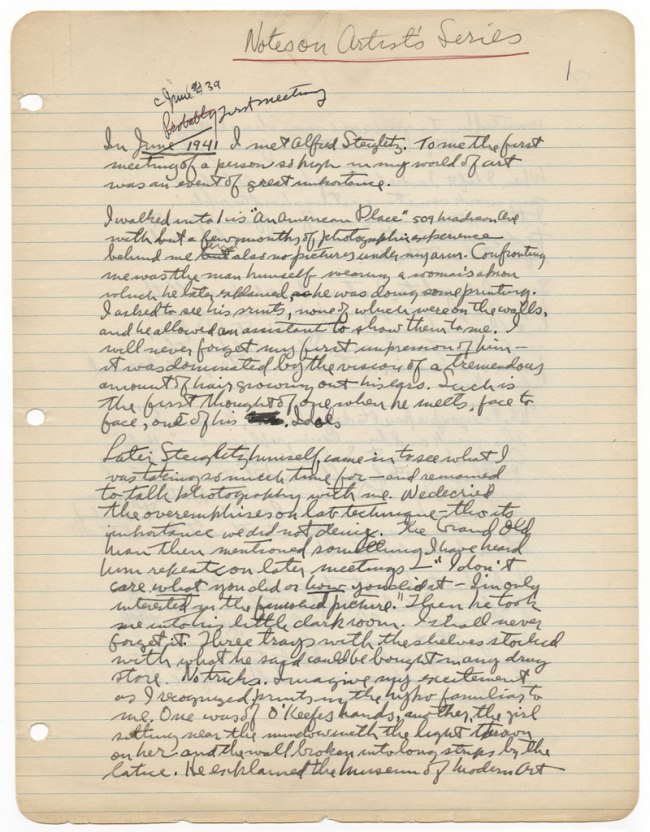 Arnold Newman (American, 1918-2006) 'Notes on Artist's' [sic] series c. 1942