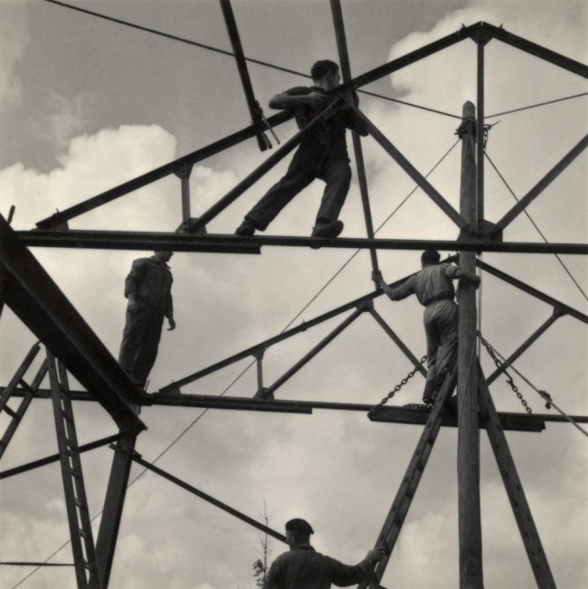 Roman Vishniac (Russian-American, 1897-1990) 'Untitled [Zionist youth building a school and foundry while learning construction techniques, Werkdorp Nieuwesluis, Wieringermeer, The Netherlands]' 1939