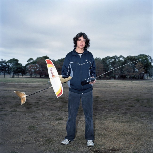 Lee Grant (Australian, b. 1973) 'George with his model aeroplane' 2008