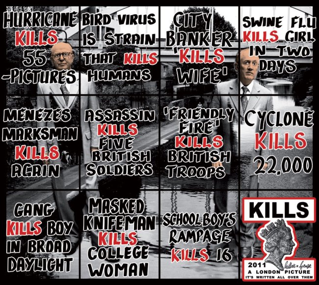 Gilbert & George (Gilbert Prousch) (English born Italy, b. 1943) and (George Passmore) (English, b. 1943) 'Kills' 2011