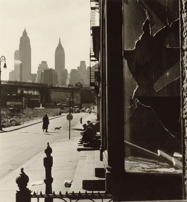 Rebecca Lepkoff. 'Broken Window on South Street, New York' 1948