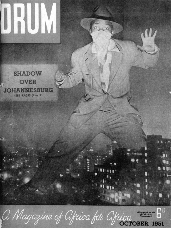 Drum magazine. 'Shadow over Johannesburg' October 1951