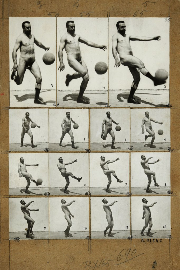 Albert Londe (French, 1858-1917) '15 Chronophotographs of Charcot's son / Charcot plays football' c. 1890