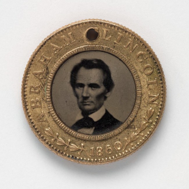 Unknown Artist, after an 1860 carte de visite by Mathew B. Brady. 'Presidential Campaign Medal with Portraits of Abraham Lincoln and Hannibal Hamlin' 1860