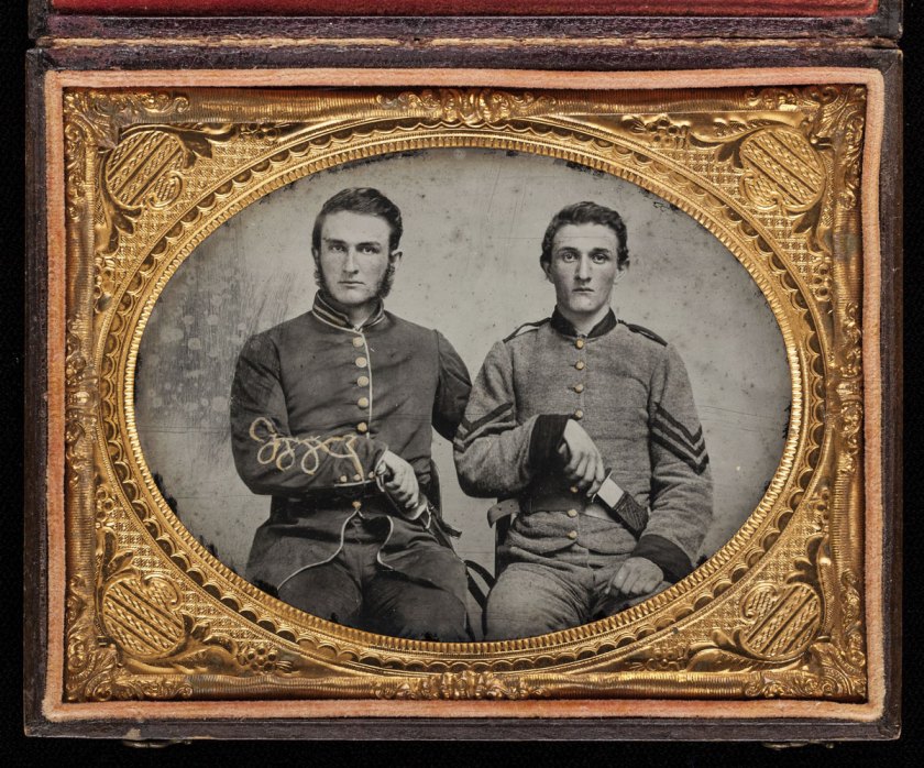 Unknown Artist. 'Captain Charles A. and Sergeant John M. Hawkins, Company E, “Tom Cobb Infantry,” Thirty-eighth Regiment, Georgia Volunteer Infantry' 1861-62