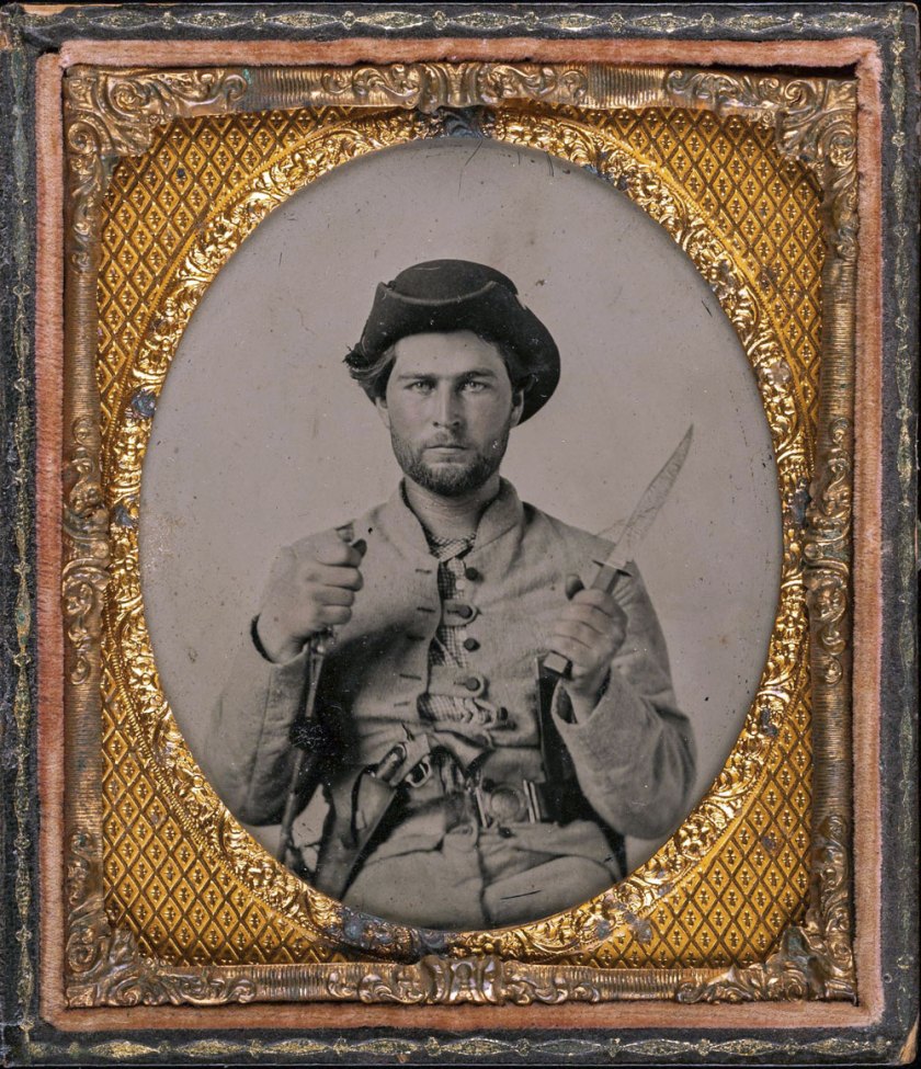 Unknown. '[Private James House with Fighting Knife, Sixteenth Georgia Cavalry Battalion, Army of Tennessee]' 1861-62?