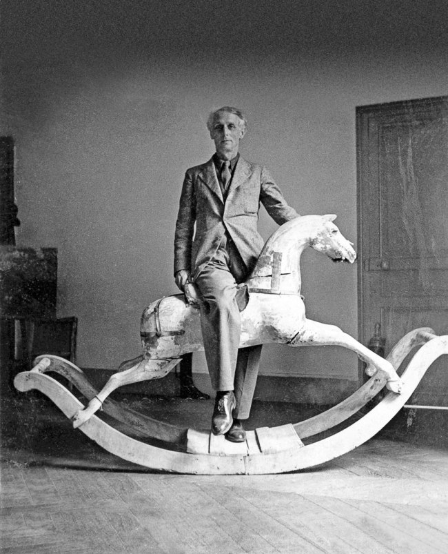 'Max Ernst with rocking horse, Paris' 1938