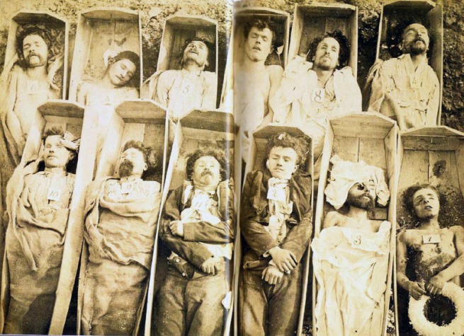 Andre-Adolphe Eugene Disderi (French, 1819-1889) 'Communards in Their Coffins' c. 1871