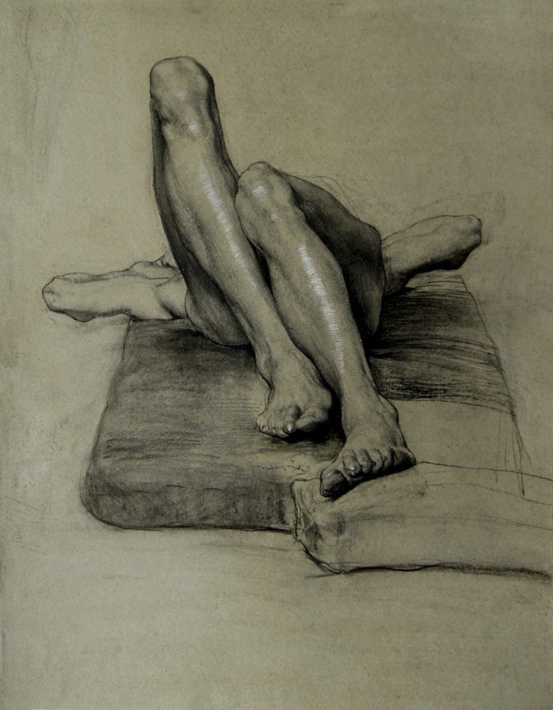 Sascha Schneider. 'Untitled (study of a reclining male nude with tucked up legs)' 1894