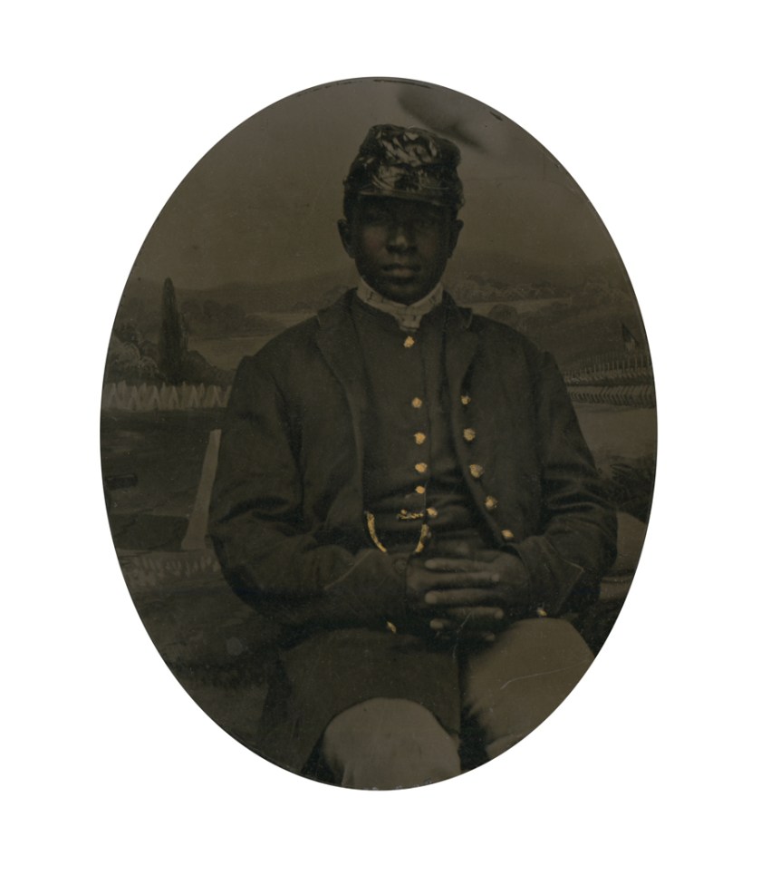 Unknown photographer. 'Private Abraham F. Brown' (with overmat) 1863