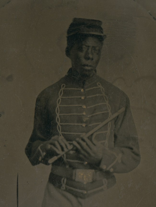 H. C. Foster (?) 'Private John Gooseberry, musician' (detail) 1864