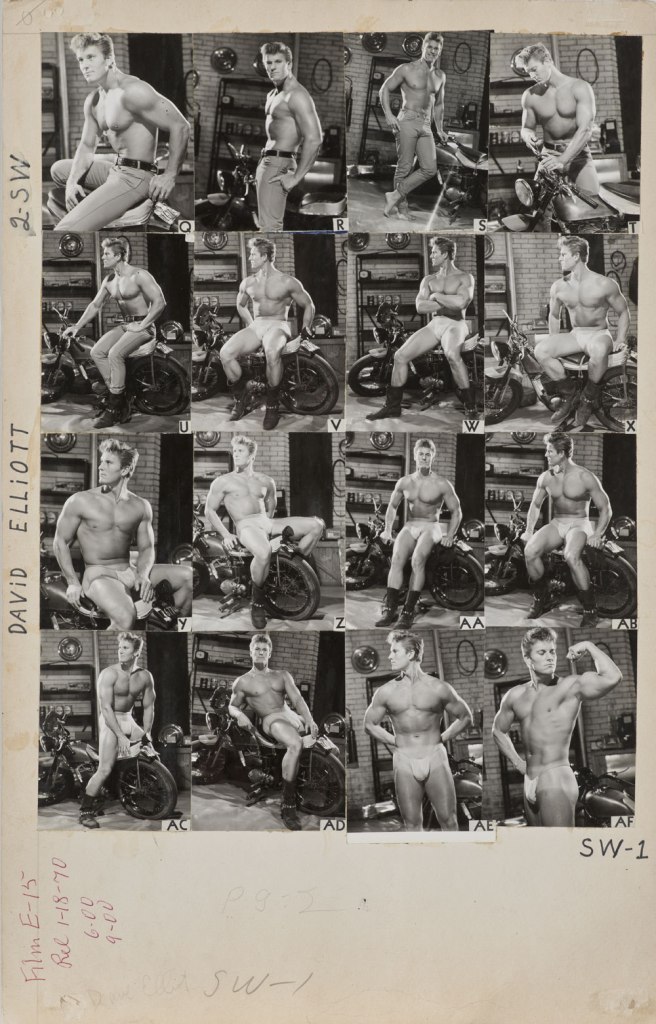 Bob Mizer (American, 1922-1992) 'Athletic Model Guild Catalog Board, David Elliott. [Double-sided; This side Page 2 of SW series]' c. 1965