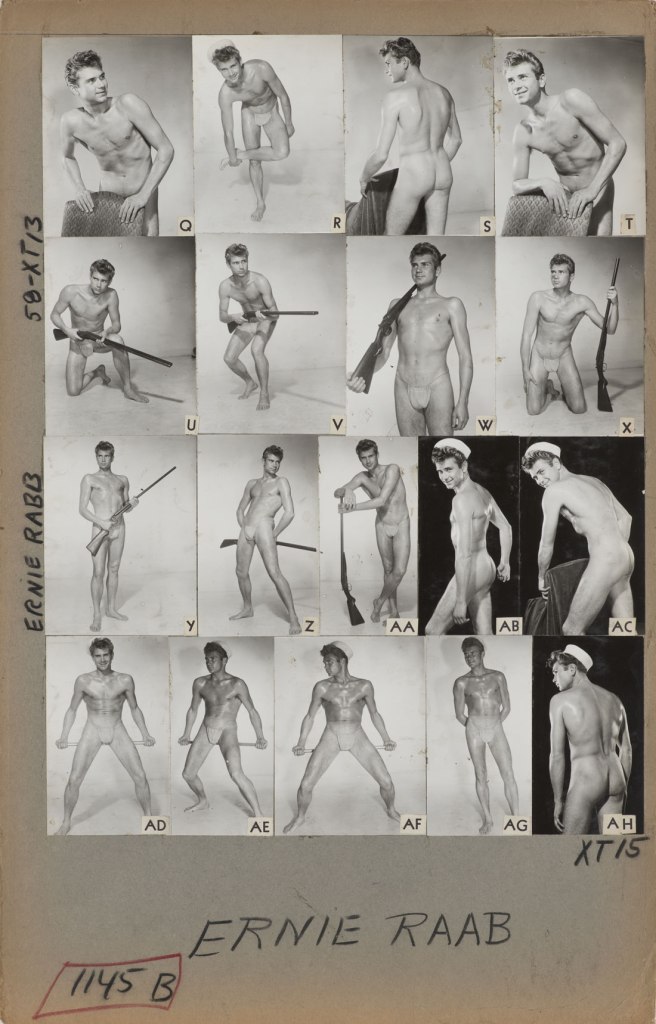 Bob Mizer. 'Athletic Model Guild Catalog Board, Ernie Rabb. [Double-sided; This side Page 58 of XT series]' c. 1957
