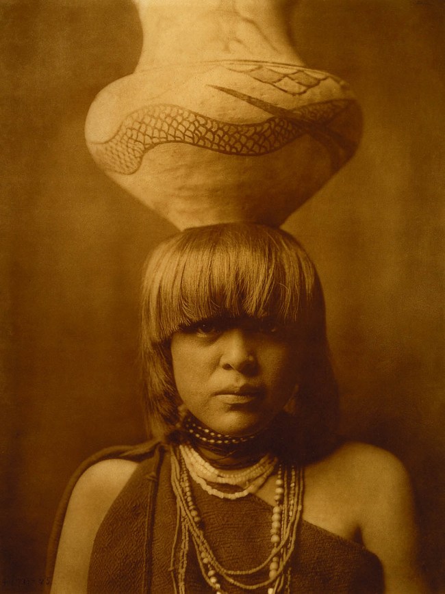 Edward S. Curtis (American, 1868-1952) 'Girl and Jar – San Ildefonso' 1905