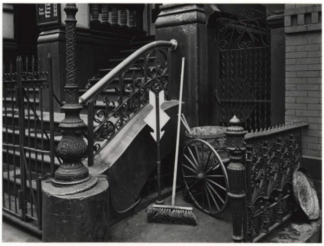 Brett Weston (American, 1911-1993) '[Stoop with broom, arrow, and pushcart, New York]' 1944
