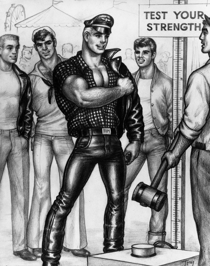 Tom of Finland (Touko Laaksonen, Finnish, 1920-1991) 'Untitled' (1 of 4 from 'Circus Life' series) 1961 from the exhibition 'Bob Mizer and Tom of Finland' at The Museum Of Contemporary Art, Los Angeles, November 2013 - January 2014