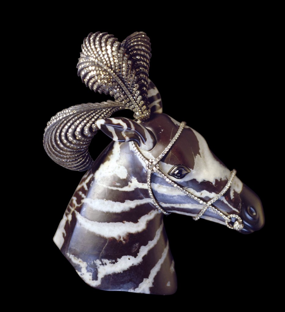 (Joel Arthur Rosenthal, American, b. 1943) 'Zebra Brooch' 1987 from the exhibition 'Jewels by JAR' at The Metropolitan Museum of Art, New York, November 2013 - March 2014