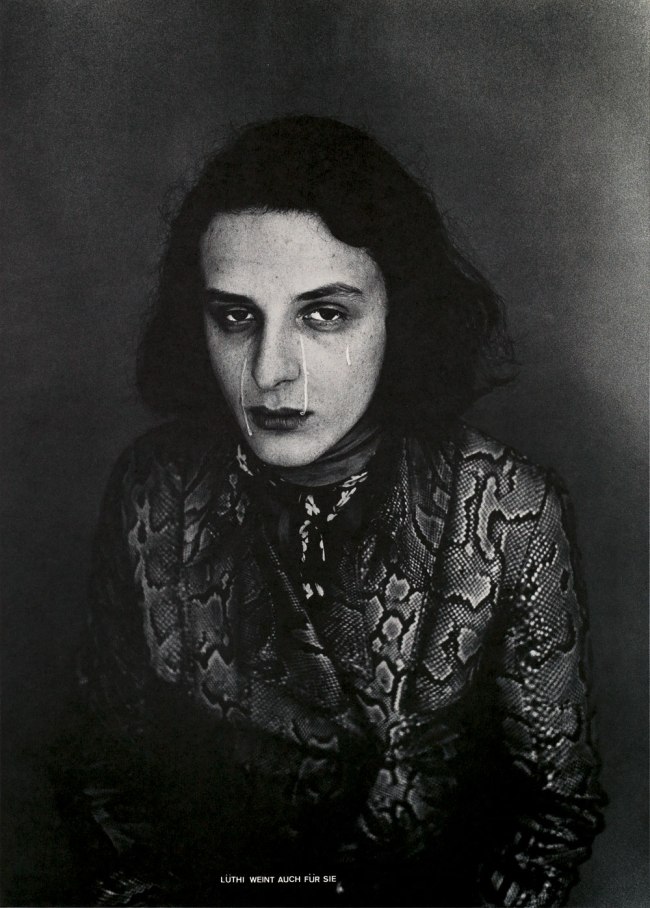 Urs Lüthi (Swiss, b. 1947) 'Lüthi weint auch für Sie' (Lüthi also cries for you) 1970