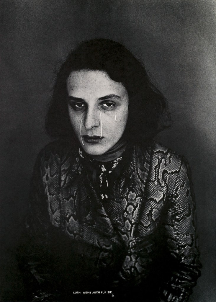 Urs Lüthi (Swiss, b. 1947) 'Lüthi weint auch für Sie' (Lüthi also cries for you) 1970