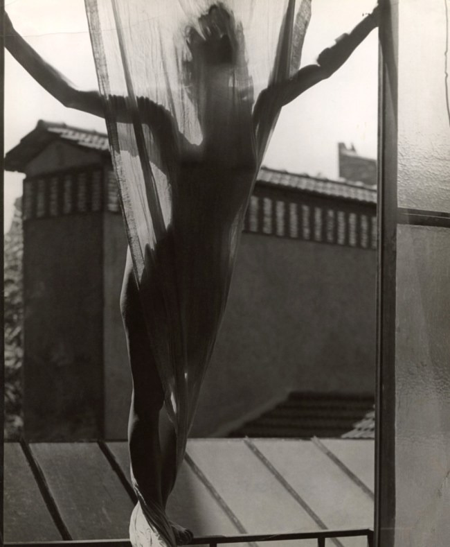 Erwin Blumenfeld (American-German, 1897-1969) 'Marguerite von Sivers sur le toit du studio 9, rue Delambre' [Marguerite von Sivers on the roof of Blumenfeld’s studio at 9, rue Delambre] Paris, 1937