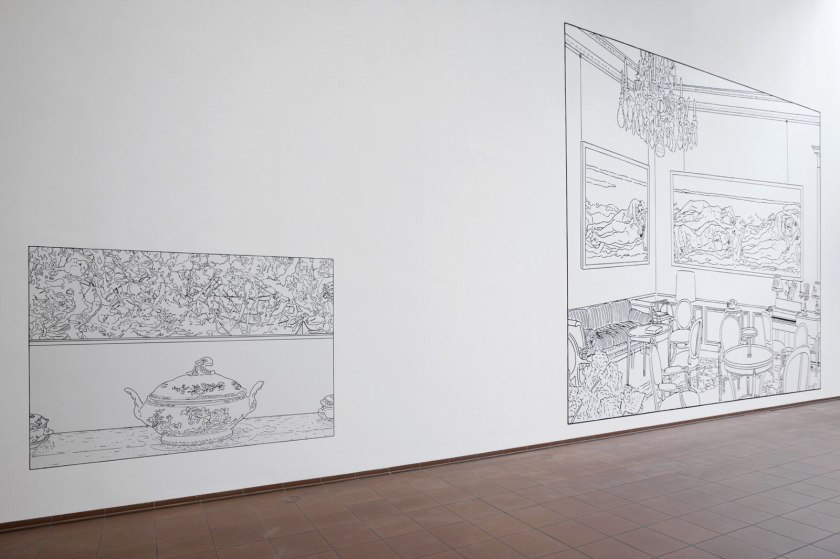Louise Lawler. 'Pollock and Tureen (traced)' 1984/2013; Louise Lawler. 'Salon Hodler (traced)' 1992/1993/2013