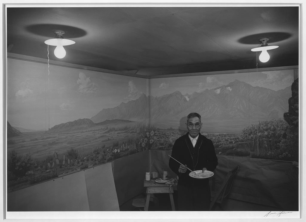 Ansel Adams (American, 1902-1984) 'C.T. Hibino, artist, Manzanar Relocation Center' 1943 Ansel Adams (American, 1902-1984) 'C.T. Hibino, artist, Manzanar Relocation Center' 1943
