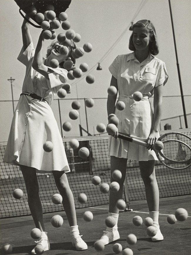 Hermann Landshoff (American-German, 1905-1986) 'Tennis balls' with models Wanda Delafield and Peggy Lloyd c. 1945