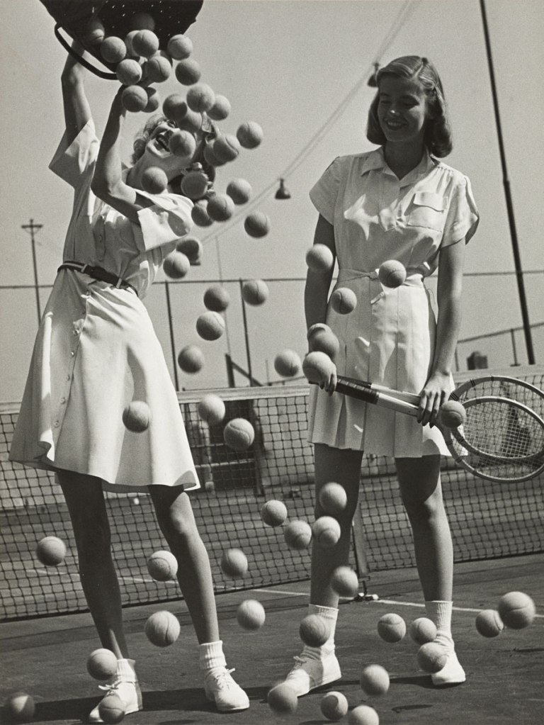 Hermann Landshoff (American-German, 1905-1986) 'Tennis balls' with models Wanda Delafield and Peggy Lloyd c. 1945