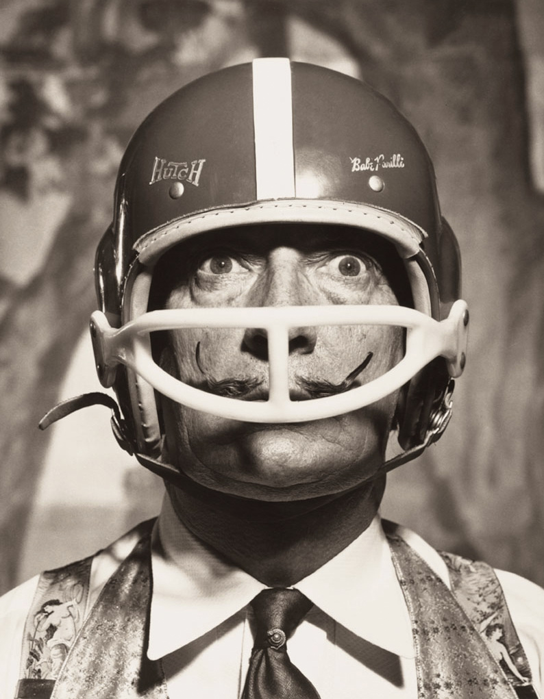 Philippe Halsman (American, 1906-1979) 'Portrait de Salvador Dalí avec casque de footballeur américain (Portrait of Salvador Dalí with American football helmet)' 1964